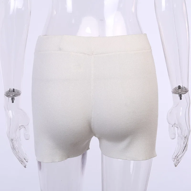 

Fashion Casual White Black High Waist Women Knitted Biker Bodycon Shorts Summer Cotton Sweat Mini Sexy Shorts Femme