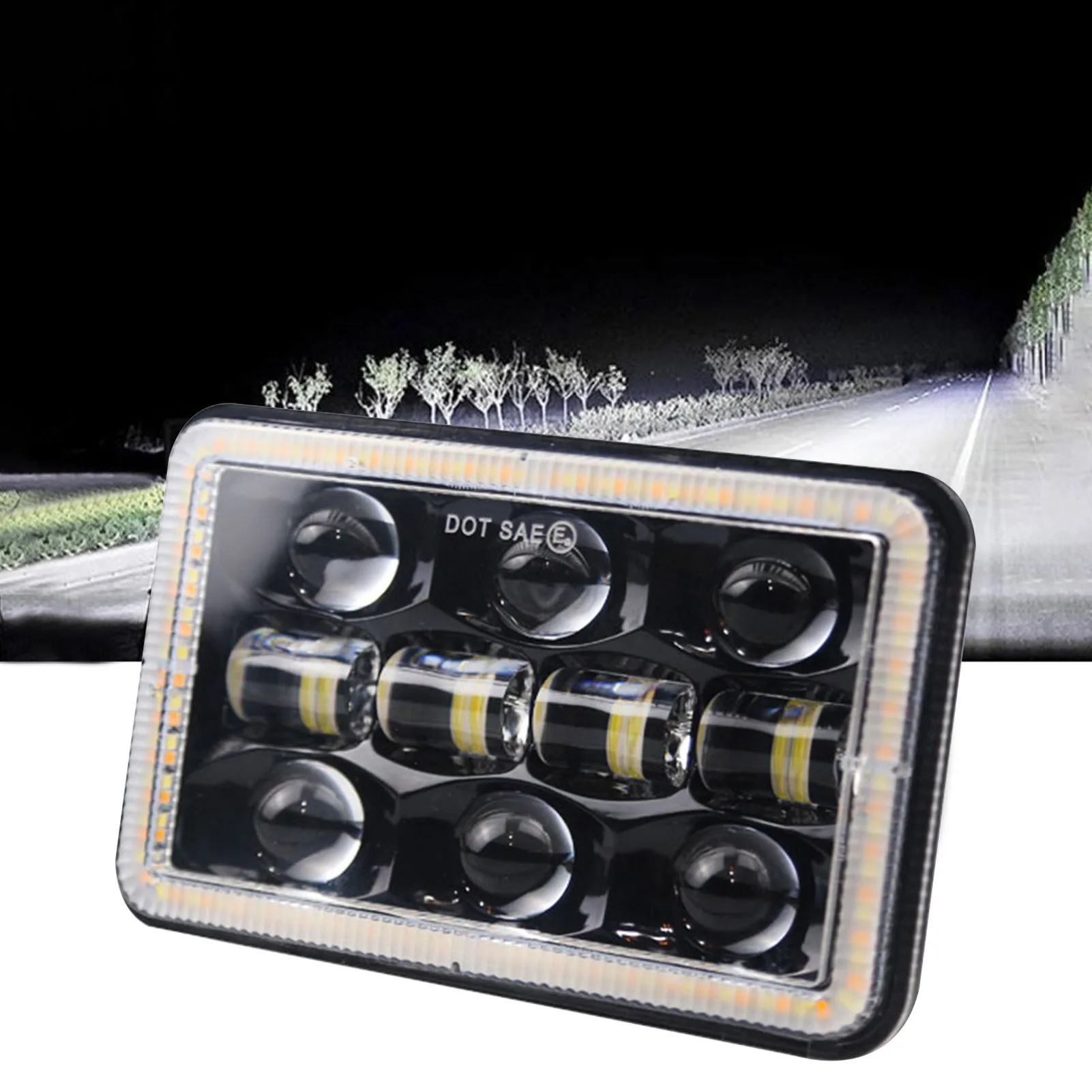 

1PCS Car LED Headlight 5in 300W Square Headlamp Bright H4 Plug Replacement for Jeep Wrangler Land Rover Defender Hummer