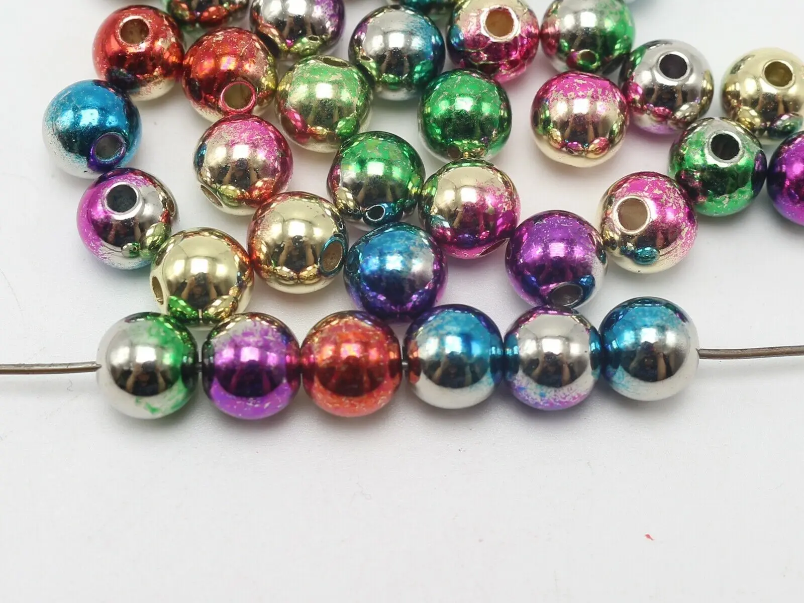 

Craft DIY Shiny Two-tone Metallic Colour Acrylic Christmas Round Beads 6mm-10mm