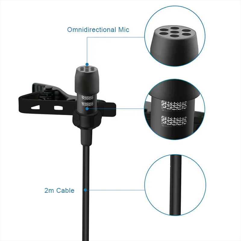 

Mini Portable Clip-on Lapel Microphone For iPhone 12 Pro iPad Huawei Xiaomi Android Smartphone DSLR Camera Computer PC Laptops