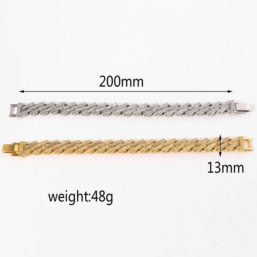 Хип-хоп сверкающие стразы толщиной браслеты из нержавеющей стали ювелирные