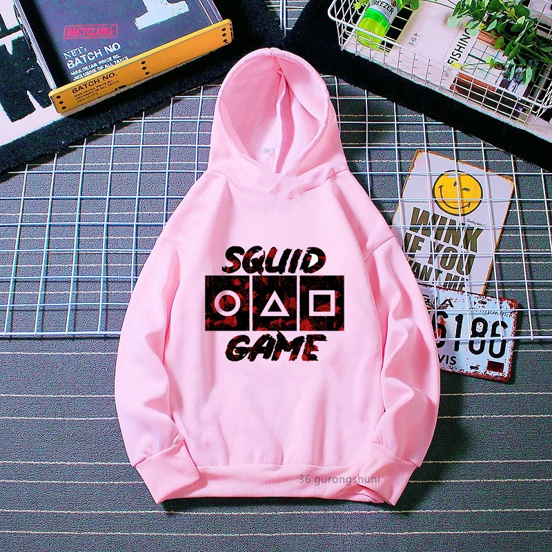 

Fashion Korean Tv Show Squid Game Graphic Print Girl Hoodie Casual Spring And Autumn Pink Sweatshirt Jacket Cute Kids Hoodie Str