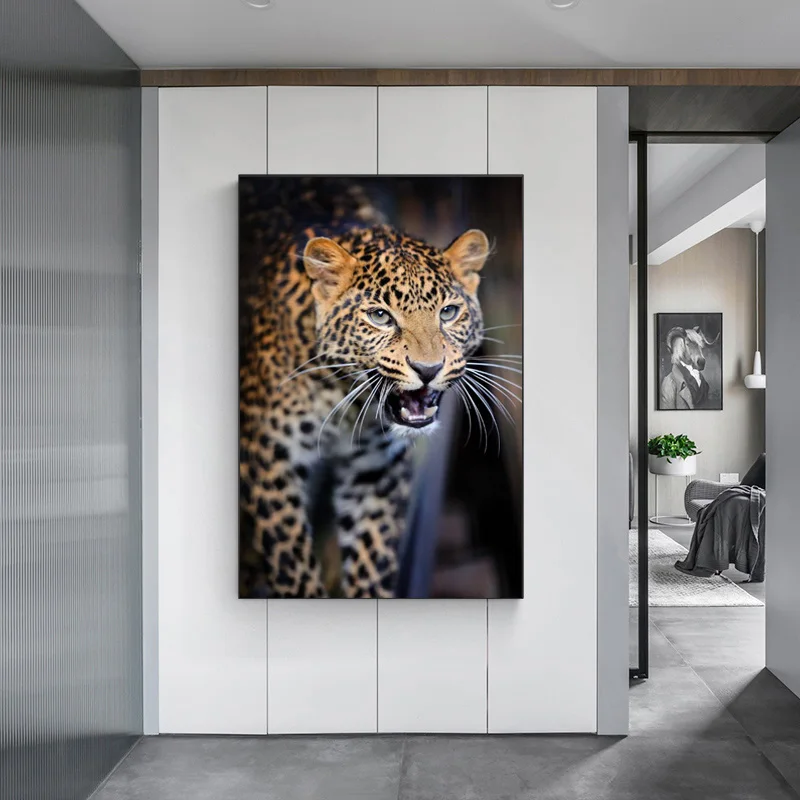 

Modern Poster And Print Angry Little Leopard Wall Art Picture Canvas Painting Abstract Animal Decorative Home Decor Room Bedroom