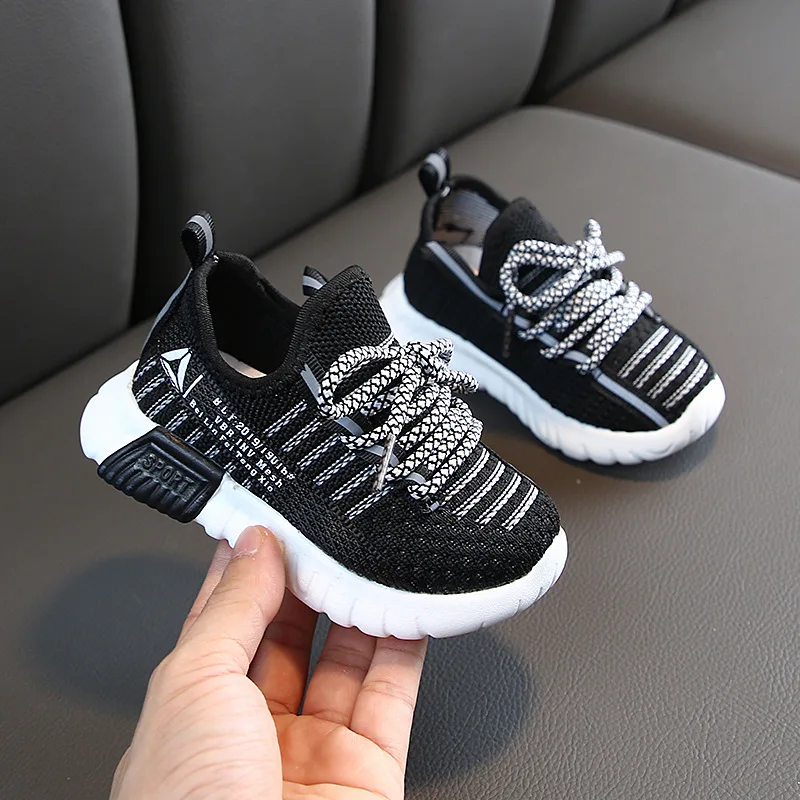 

1-6Y Children Sport Shoes Lightweight Boys Girls Knitted Sneakers Breathable Mesh Kids Casual Walking Flats Non-Slip Soft Bottom