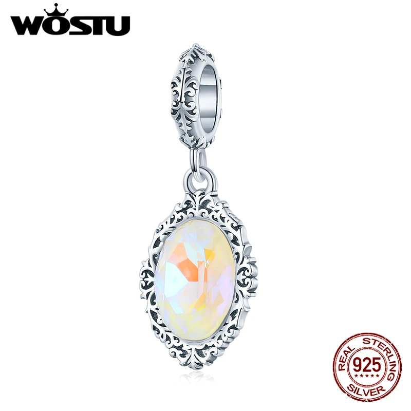 Wostu Charms 925 Серебро Оригинал Fit Браслеты Sterling Magic Mirror Anniversary Charm Beads для diy Женская Ювелирная FIC1815.