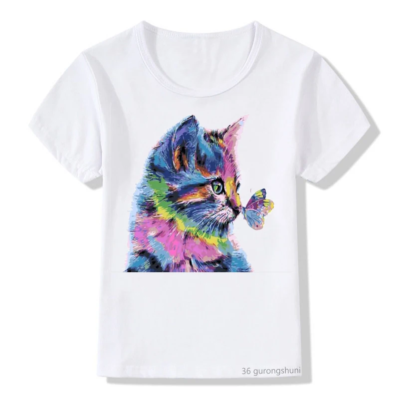 Cute boys tshirt funny watercolor painting cats and dogs animal cartoon t-shirt kids clothes cute girls t shirt summer kids tops funny cute hedgehog animal printed boys girls clothes super mom and children tshirt girls summer tops tee shirt white t shirt