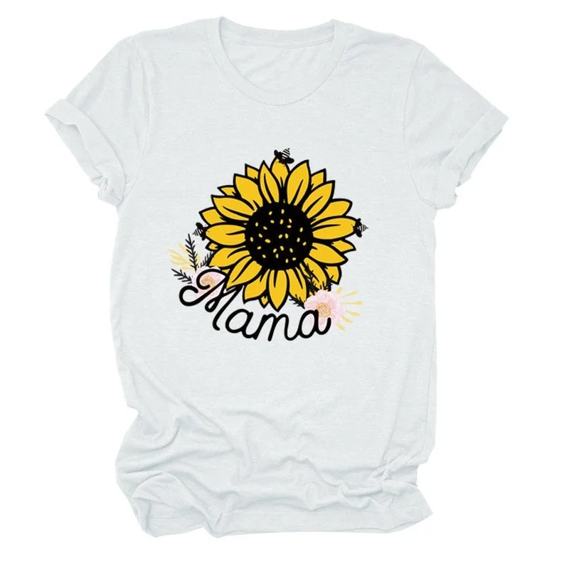 

Sunflower Mom Print Women T Shirt Short Sleeve O Neck Loose Women Tshirt Ladies Tee Shirt Tops Clothes Camisetas Mujer