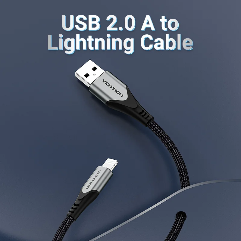 Vention MFi USB кабель для iPhone 12 мин Pro Max X XR 11 2.4A быстрой зарядки Lightning передачи данных