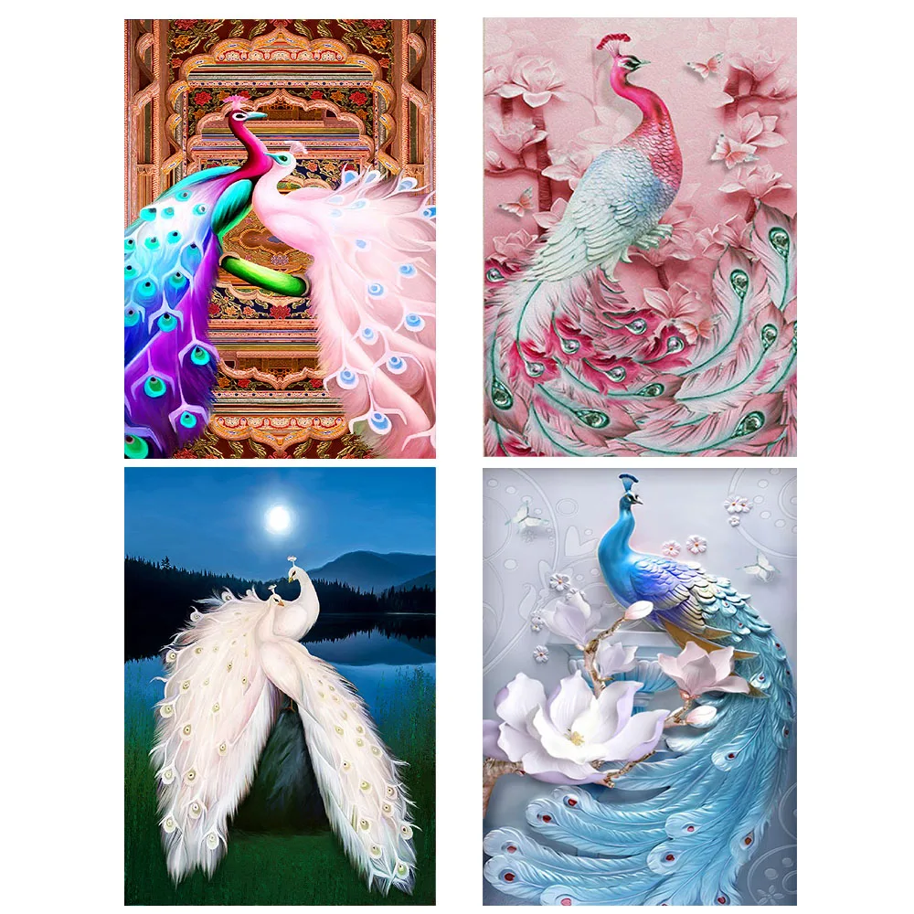 

Алмазная 5D картина «сделай сам», Павлин, Круглая Мозаика, алмазная вышивка с животными, Набор для вышивки крестиком, домашний декор, рождест...