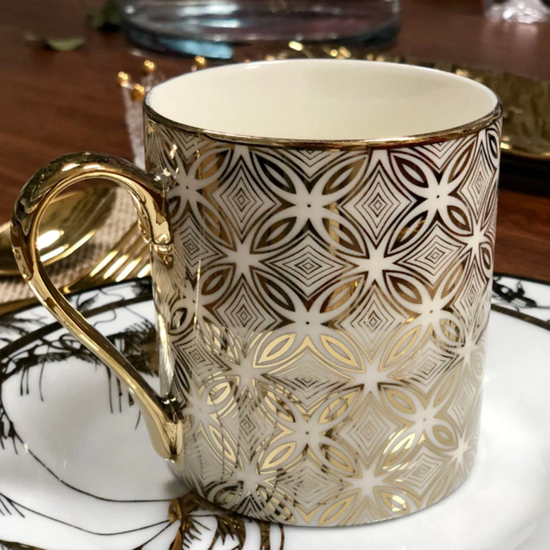 

350ml Nordic Mugs Coffee Cups Ceramic Nordic Style Office Gold Handle Mug Household Milk Tea Coffee Cup Drinkware