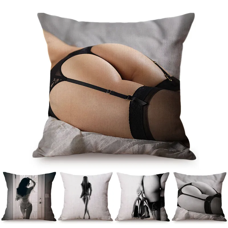 Sexy Woman Ass Pattern Cushion Cover Elegant Lady Butt Charm