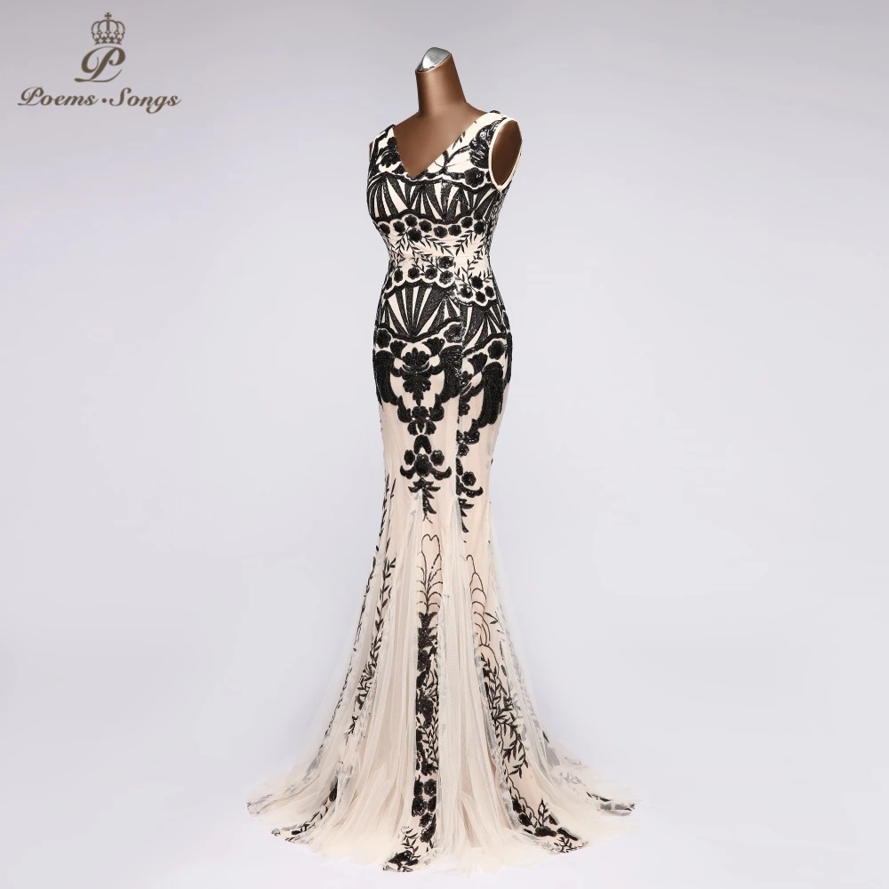 Женское вечернее платье с V-образным вырезом блестками | Свадьбы и торжества