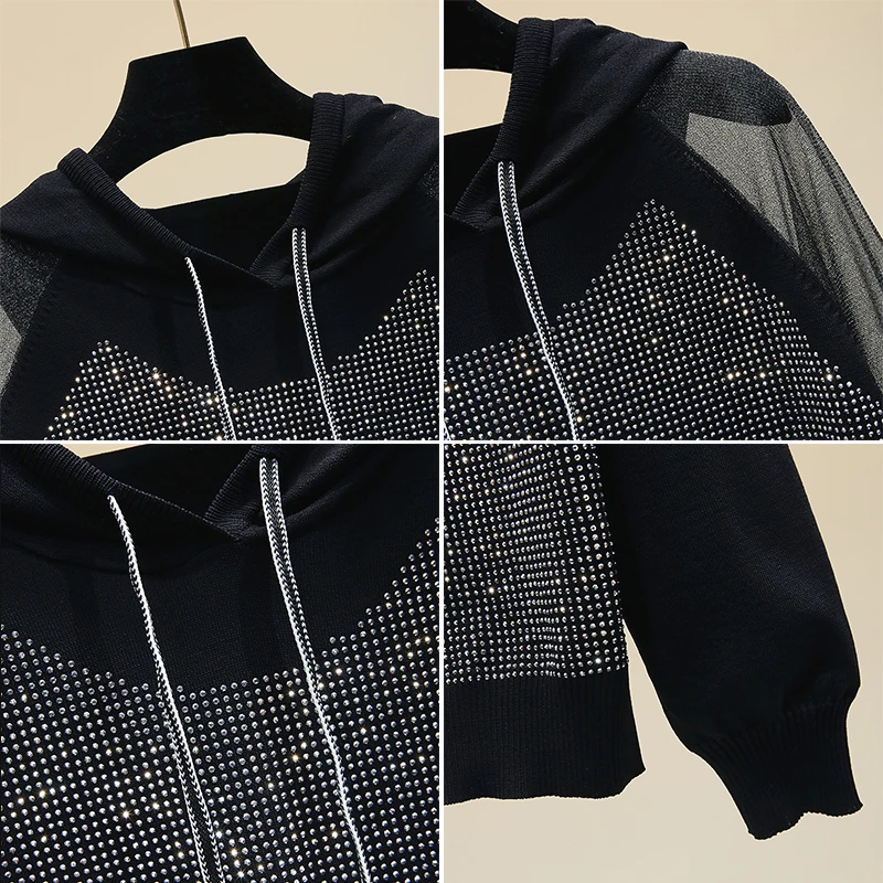 Женский вязаный джемпер с капюшоном Свободный пуловер длинными рукавами для