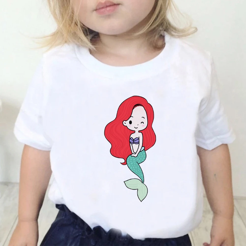 

Summer Disney Children T-Shirts Fashion Cute Style Princess Ariel Short Sleeve Tops Tumblr Kids Girl Outdoor T Shirts Dropship