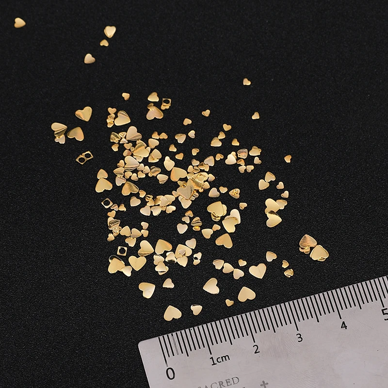 

WAKEFULNESS 1Box Heart Shape Metal Studs For Nails Charms Gold Silver Ultra-thin 3D Copper Alloy Manicure Nail Art Decorations