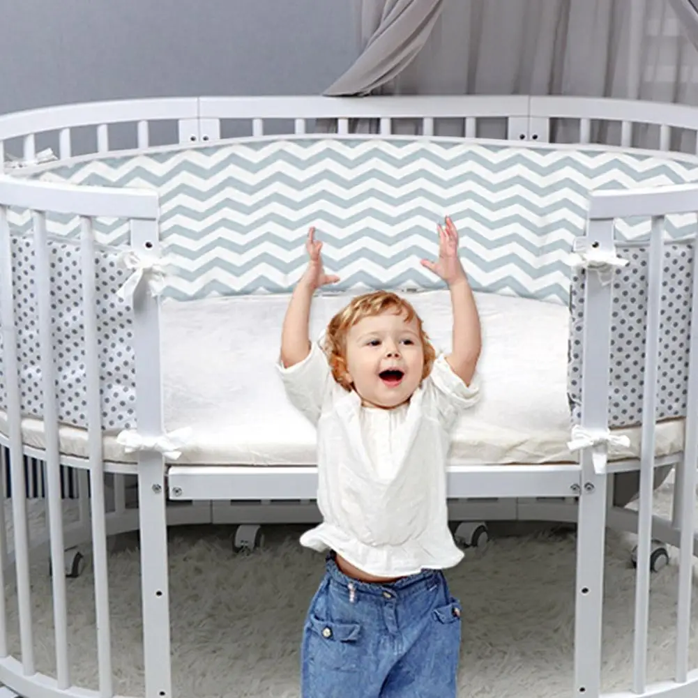 

Детская кроватка в полоску, дизайнерский сплошной бампер для детской кроватки, протектор для детской кроватки, украшение для комнаты новор...