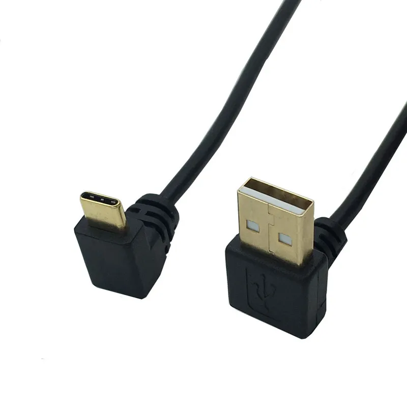 Вверх и вниз Угловой 90 градусов позолоченный USB 3. 0 type-c штекер к зарядный кабель 25