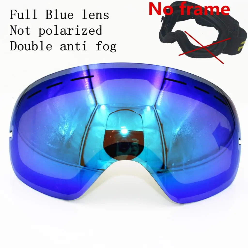 blue lens (No frame) POC, брендовые лыжные очки, двухслойные, UV400, анти-туман, большая Лыжная маска, очки для катания на лыжах, для мужчин и женщин, для снега, сноуборда, поляризационные линзы - Цвет: blue lens (No frame)