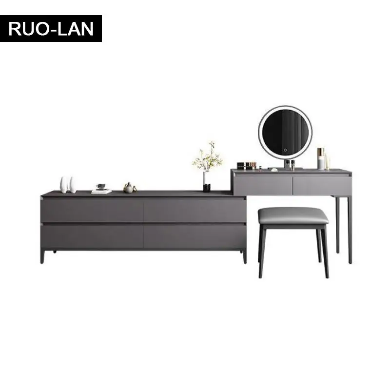 

Современный минималистичный шкаф для хранения, маленький туалетный столик с лампой, Зеркальный туалетный столик/табурет