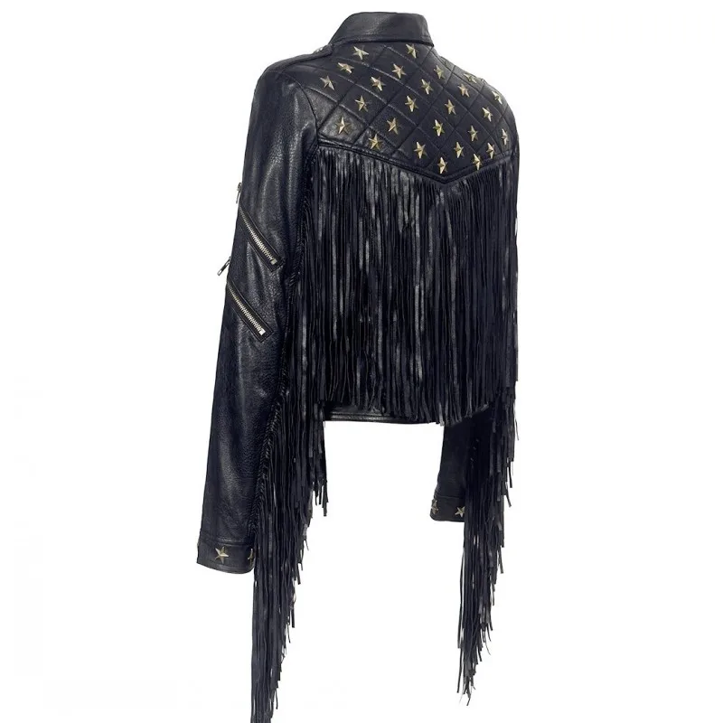 Куртка женская демисезонная короткая из искусственной кожи с длинными