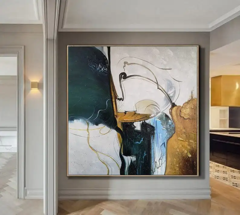 

Abstract Painting Minimalist Abstract Painting Large Abstract Painting Green Painting Beige Painting Large Wall Canvas Painting