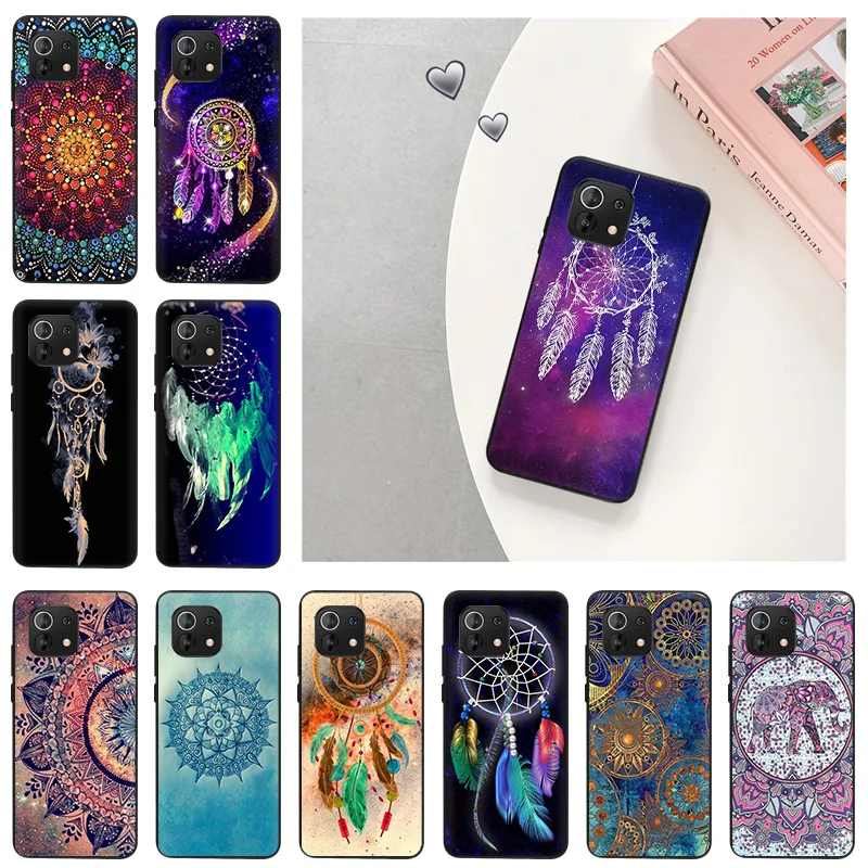 

Mandala Dreamcatcher Phone Case For Xiaomi Mi 11 Lite 10 Ultra 11i 11x 11t Pro 5G 10T Note 10 9 9se Soft Black Matte Back Cover