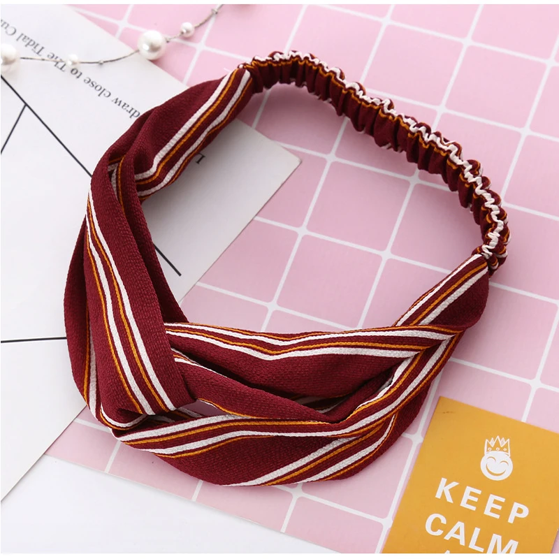 Повязка для волос женская с узлом эластичная лента в полоску аксессуар 1 шт.