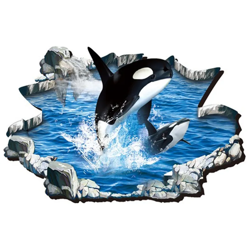 Реалистичные напольные наклейки в виде дельфина Прозрачный водяной пруд 3d