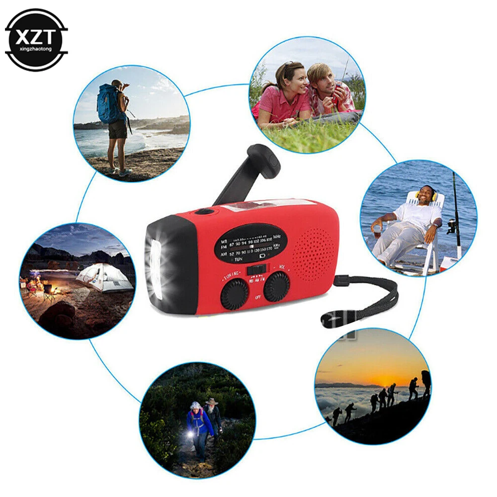 Solar Radio Emergency AM/FM/WB NOAA Weather Hand Crank With 3 LED Flashlight Speaker 1000 mAh USB Charging | Электроника