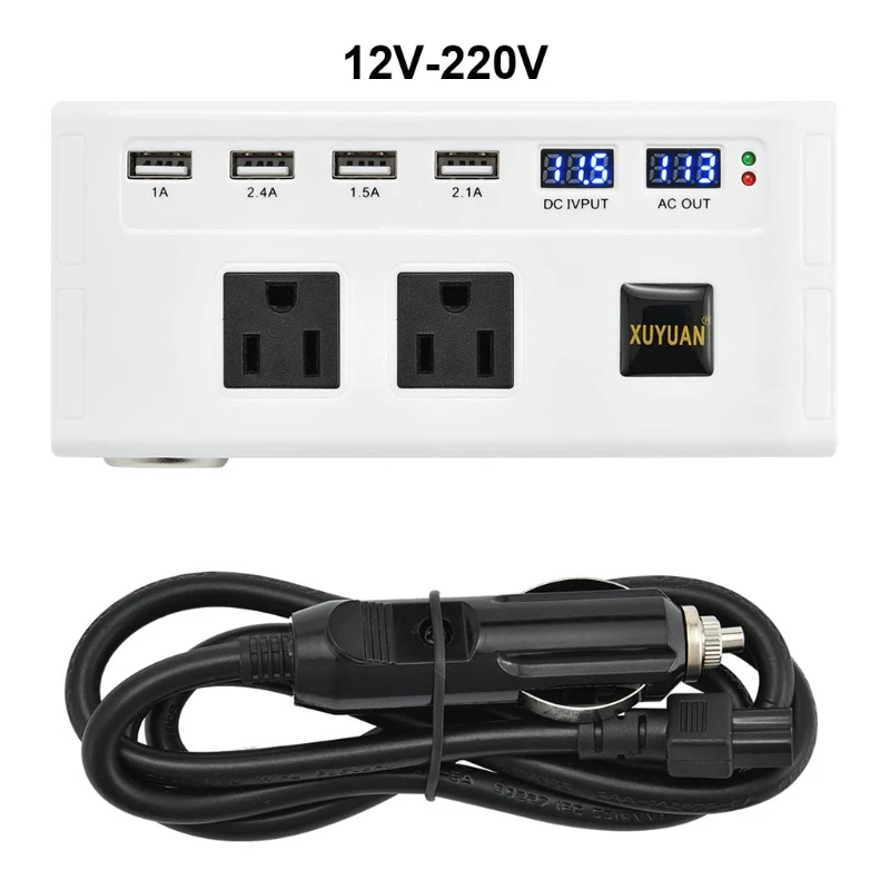 Автомобильный преобразователь напряжения 200 Вт 12 В постоянного тока в 110 В/220