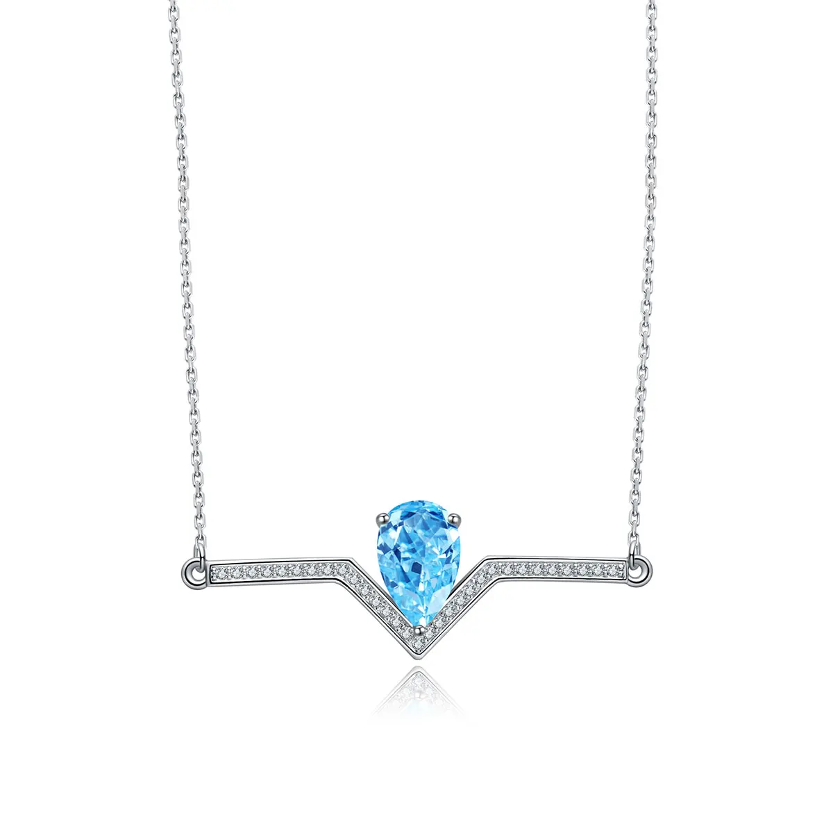Ювелирные изделия из серебра S925 пробы ожерелье лабораторный растущий Аквамарин