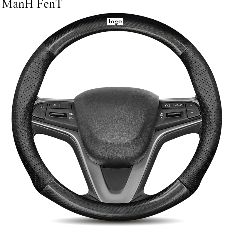 

For Chevrolet Carbon Fiber Leather Car Steering Wheel Cover Fit Cruze Captiva Lacetti Aveo Niva Spark Sonic Trax Camaro