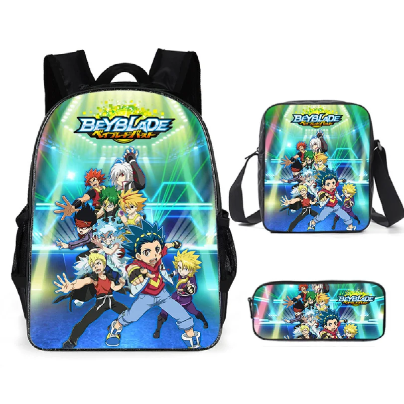 3Pcs/set New Game Anime Beyblade Burst Print School Bag Sets for Teenager Boys Cool Cartoon Kids Schoolbags Children Bookbags |