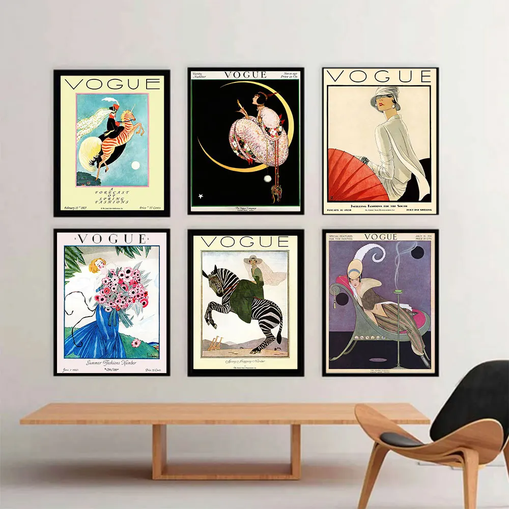 

Vogue Magazine Cover Poster And Print Women Riding Horse Wall Art Canvas Painting For Livingroom Vintage Pictures Home Decor