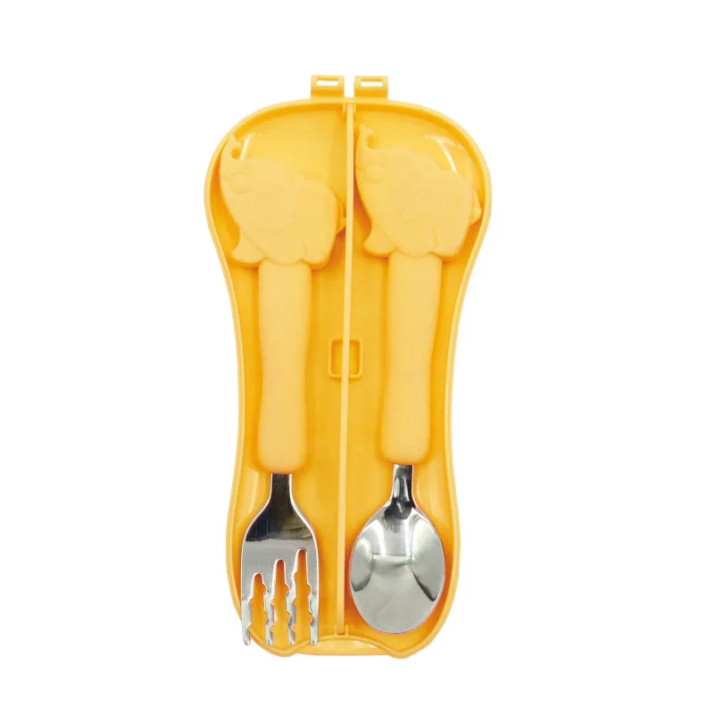Детская ложка набор из нержавеющей стали и силикона для кормления детей вилка