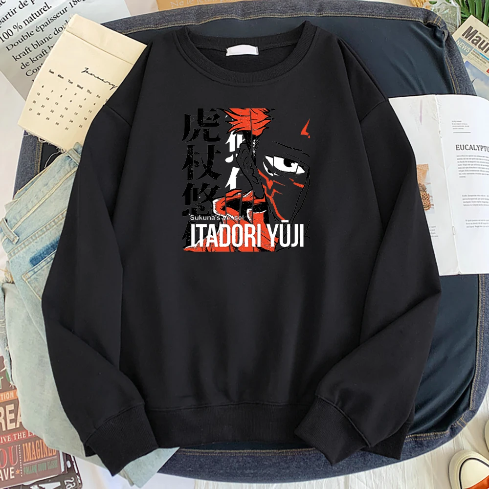 

Горячая Распродажа Itadori Yuji juютютсу Kaisen модная одежда с капюшоном и круглым вырезом теплая Повседневная мужская Толстовка Оверсайз мягкая м...