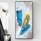 Абстрактные цветные перья, большая Алмазная 5d картина сделай сам, полноразмерная, квадратная, круглая, мозаика, наборы для вышивки, украшение для стен AA2799