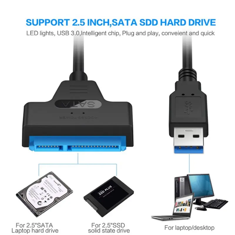 Черный SATA USB 3 0 конвертер 2 5 на &quotSATA Кабель-адаптер для жесткого диска-SATA |