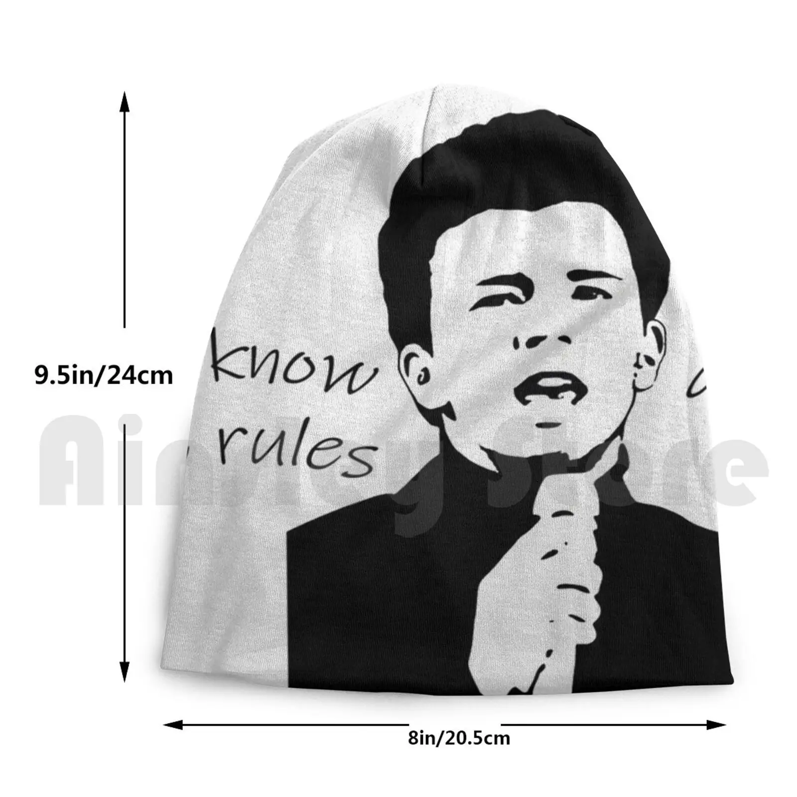 

Rick Astley's 2m Rule Beanies Knit Hat Hip Hop Rick Astley 2 Meters Funny Pun Quarantine Song Lyrics Black