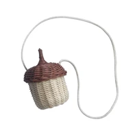 1pc rattan woven hanging basket cross body bag hanging basket light brown beige
