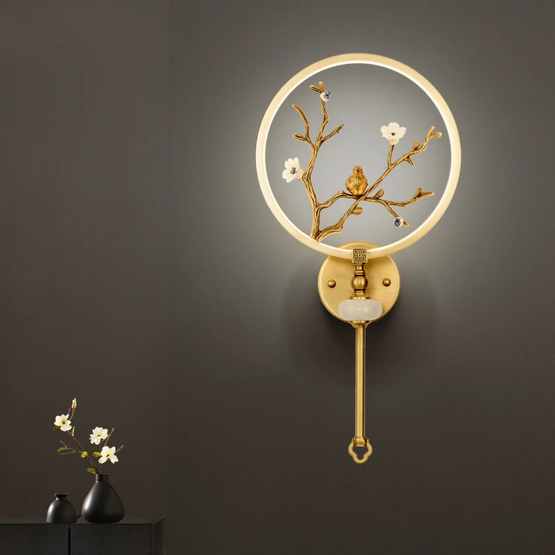 

Новинка светильник GY полностью медный в китайском стиле роскошный настенный светильник для спальни прикроватный коридор светодиодные кре...