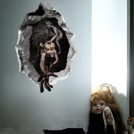 

Halloween Decorative Wall Sticker Ghost Festival Horror Scene Arrangement Props Wall With Removable Cartoon Stickers