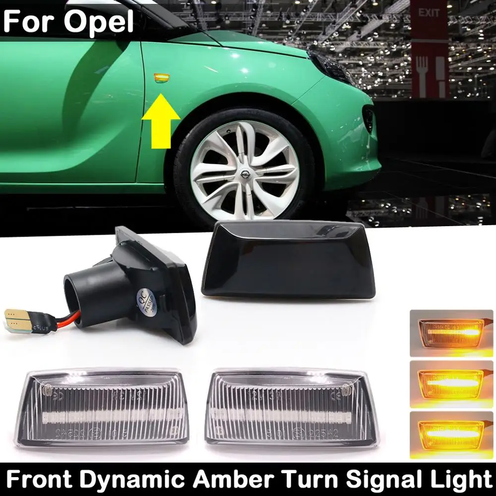 

For Opel Astra Zafira Corsa Insignia Meriva Adam Smoked or Clear Lens Front LED Side Marker Lamp Dynamic Amber Turn Signal Light