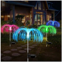 rgb jellyfish solar lawn lamp outdoor automatic color changing fiber optic path light waterproof patio garden decor night light