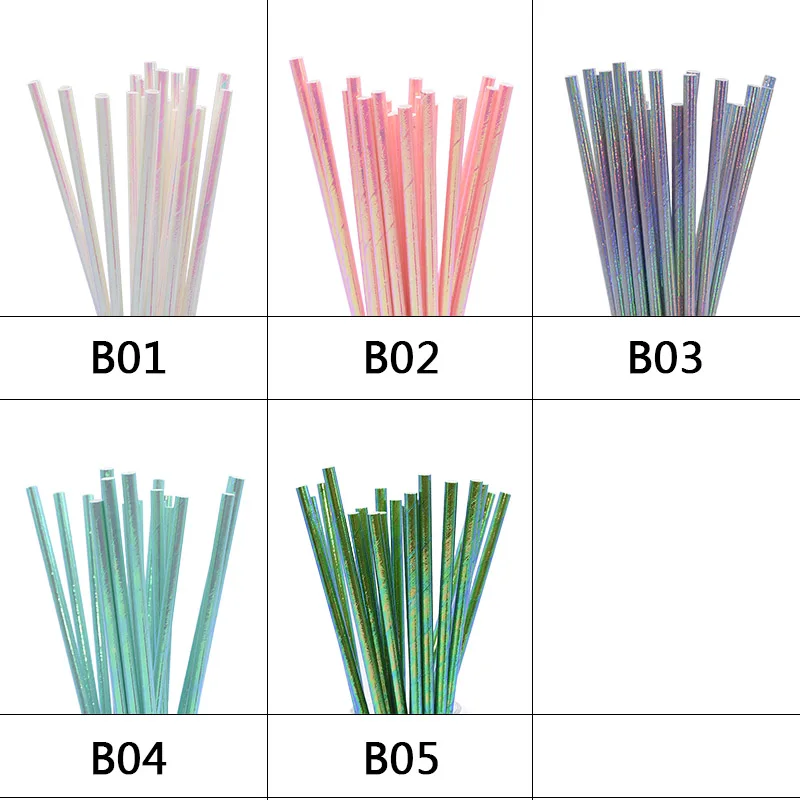 Блестящие однотонные бумажные соломинки экологичные для детского праздника