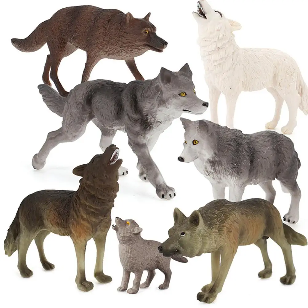 

Safari Animal Wolf Set - 7-Pack African Jungle Animals - Wolf Figures Toys - Zoo Theme Birthday Party Favor - Great Gift Idea Fo