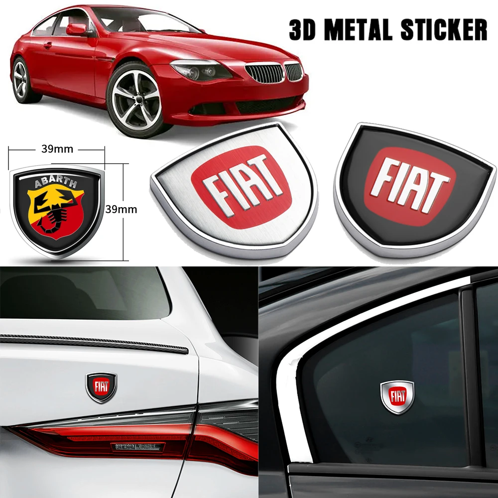 

3D Metal Shield Car Styling Body Side Fender Rear Trunk Sticker For FIAT 500 Grande Punto Tipo Stilo UNO Astra Bravo Panda