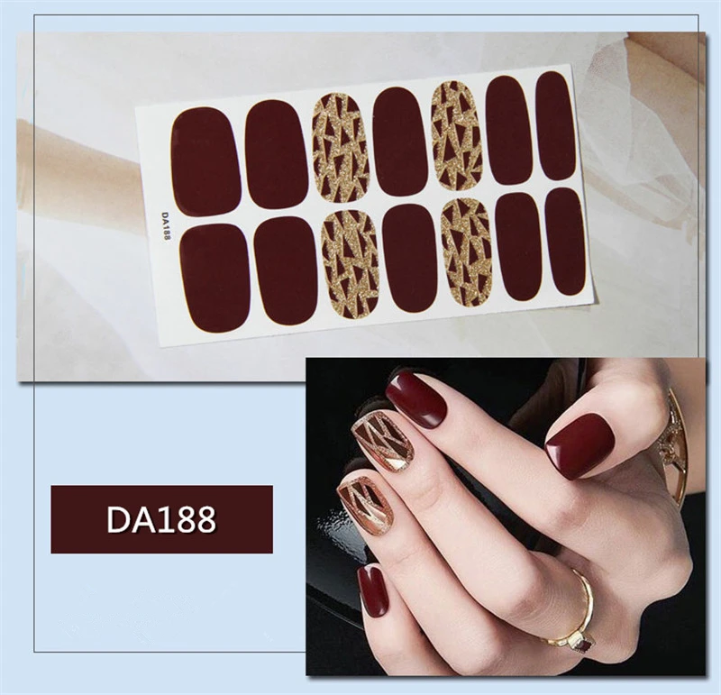 14tip полное покрытие наклейки Обертывания украшения DIY маникюр слайдер для ногтей