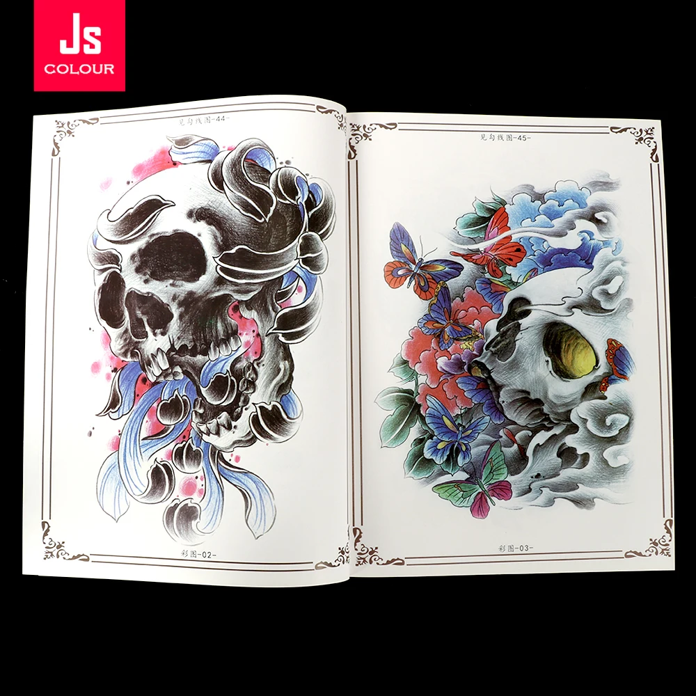 

New Tattoo Book Supplies Stencil Manuscript Line Patterns Ghost Skull Hero God Old Traditional Character PMU Tattoo Accessories