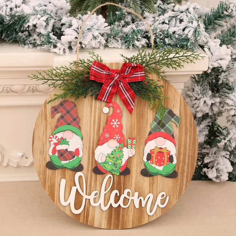 

Welcome Sign Wreath with Timer Lights for Front Door Decor, Rustic Wooden Hanging Hello Sign